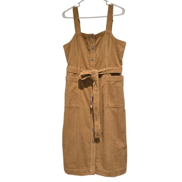 NWT Levi's FIORELLA Golden Tan Cotton Corduroy Button Down Jumper Dress, Sz Med - Picture 3 of 12